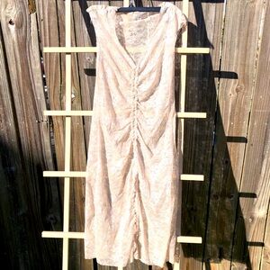 Poleci Women's Lace Sheer Knee‎ Length Dress Small Ivory Lingerie Bodycon